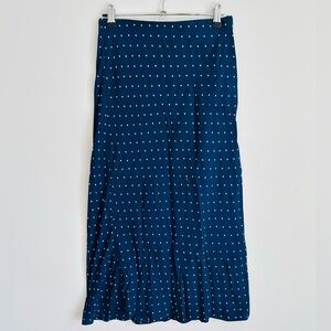 MADEWELL Navy Polka Dot Midi Skirt Elastic Waist Size 0